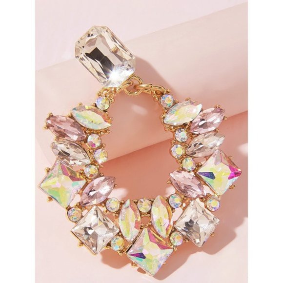 Fancy Large Rhinestone Earrings - Picture 1 of 2